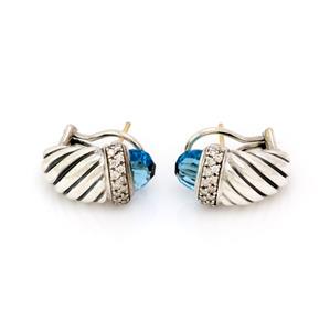 David Yurman Diamond Blue Topaz 925 Silver Shrimp Cable (1 of 4)