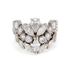 Vintage 5.00ct Diamond Platinum Fancy Tiara Band Ring (1 of 4)