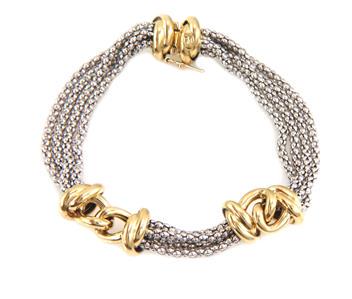 18k Two Tone Gold 4 Strand Fancy Chain Link Bracelet (1 of 4)