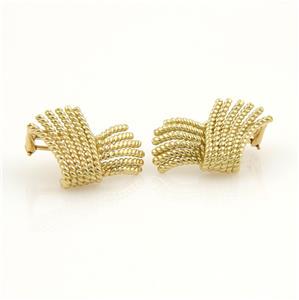 Tiffany & Co. Schlumberger Fringed Wire Ribbon Style: This is Jean Schlumberger's rendition of a twisted rope fringe earrings in solid 18k yellow gold, they are in the design of a twist ribbon with ends of six short lengths of twisted wire in a fringed s