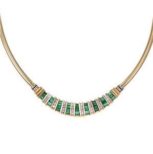 Estate 4.75ct Diamond & Emerald 14k Yellow Gold Collar (1 of 4)
