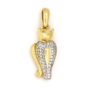 Chimento 1.00ct Diamond 18k Two Tone Gold Cat Pendant: This is a cute pendant from Chimento designs, it is crafted from 18k yellow and white gold featuring a cat with yellow gold head back of body and tail in polished finish, the front part of the cat wit