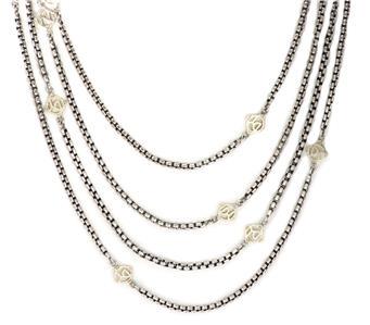 David Yurman 925 Silver 14k Gold DY Logo Box Chain (1 of 4)