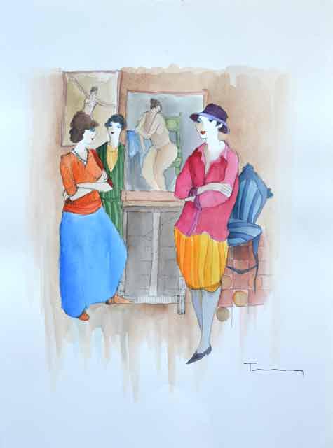 TARKAY ** CRITIQUE ** ORIGINAL WATERCOLOR (1 of 2)