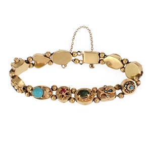 Vintage Multicolor Gems Pearls 14k Gold 12 Slide Charm (1 of 4)