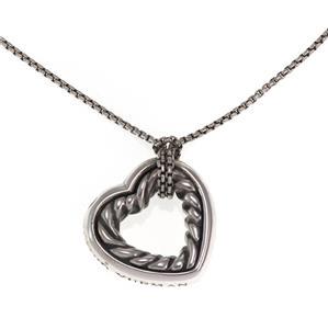 David Yurman 925 Silver Cable Heart Pendant & Box Link (1 of 4)
