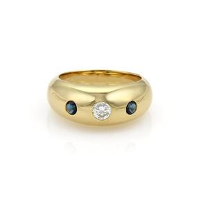 Cartier Gypsy Diamond Sapphire 18k Gold Dome Band Ring (1 of 6)