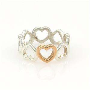 Tiffany & Co. 925 Silver 18k Rose Gold 7mm Open Hearts (1 of 4)