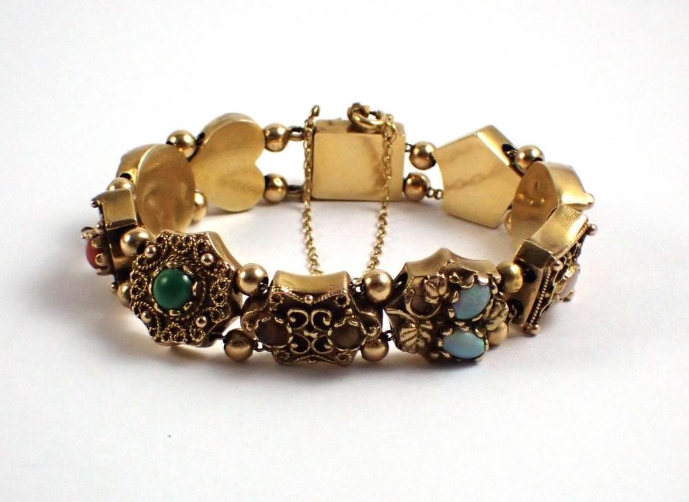MULTI-COLOR GEMSTONE AND GOLD BRACELET (1 of 7)