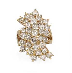 Stunning 8.25ct Diamond 14k Yellow Gold Large Cluster (1 of 4)
