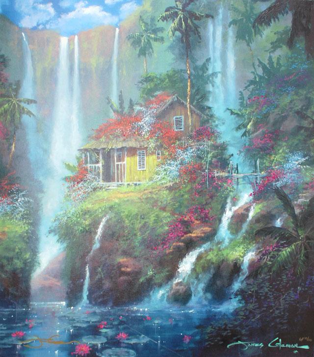 COLEMAN ** AT HOME IN PARADISE ** SIGNED CANVAS: Artist: James Coleman Title: At Home in Paradise Medium: Fine Art Hand Embellished Giclee on Canvas Signature: Hand-signed by the artist Limited Edition: GP 50 Image Size: Approximately 30 inches x 26