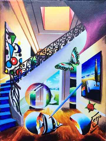 FERJO ** CONSTELLATIONS ** SIGNED ORIGINAL ACRYLIC: Artist: Ferjo (b. 1946) Title: Constellations Medium: Original Acrylic on Canvas Signature: This one-of-a-kind work is hand-signed by the artist at the bottom of the image Image Size: Approximately 12