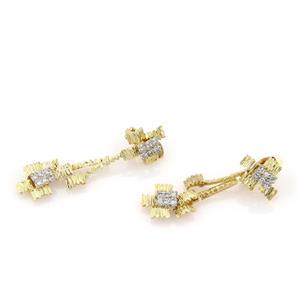 Diamond 18k Two Tone Gold Textured Drop Dangle Clip On (1 of 4)