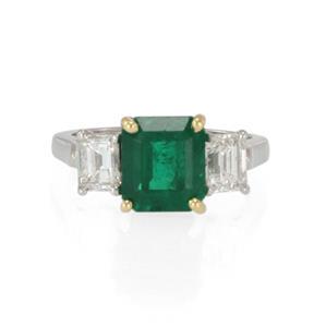 Estate 4.60ct Emerald Diamond Platinum 18k Yellow Gold (1 of 4)