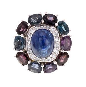 Estate 9.30ct Multi Color Sapphire & Diamond 18k White (1 of 4)