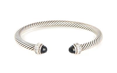 David Yurman Diamond Onyx Sterling 5mm Cable Cuff (1 of 4)
