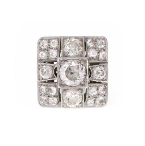 Art Deco 3.70ct Diamond Platinum Square Ring Size 6 (1 of 4)