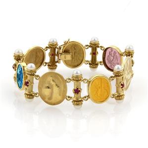 Estate 18k Yellow Gold Multicolor Gems Pearls Intaglia (1 of 7)