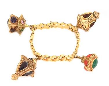 Estate Multicolor Gems 4 Large Fob Charms 18k Yellow (1 of 4)