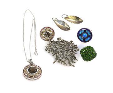 Vintage Lot of 6 Pieces Gems & Sterling Pendant (1 of 4)