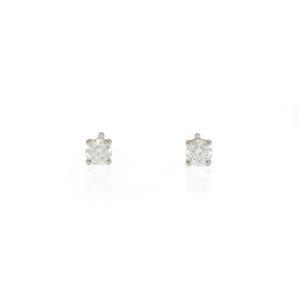 Tiffany & Co. Platinum 0.22ct Diamond Solitaire Stud Earrings: This elegant authentic pair of stud earrings are by Tiffany & Co. crafted from platinum with a polished finish. It features two round cut solitaire diamond in four prong basket setting with standard