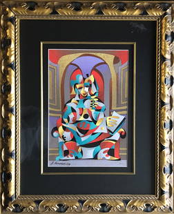 ANATOLE KRASNYANSKY ** KING ON HIS THRONE: Artist: Anatole Krasnyansky (b. 1930)Title: King On His ThroneMedium: SerigraphImage Size: Approximately 15 inches x 10 inches Frame size: Approximately 28½ inches x 23 inchesFramed: Framed as