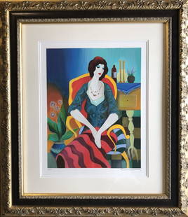 TARKAY ** CLEVER GIRL ** SIGNED SERIGRAPH: Artist: Itzchak Tarkay (b. 1935) Title: Clever Girl Medium: Serigraph on Wove Paper Signature: Hand-signed by the Artist Limited Edition: One of a collection of 450 Image Size: Approximately