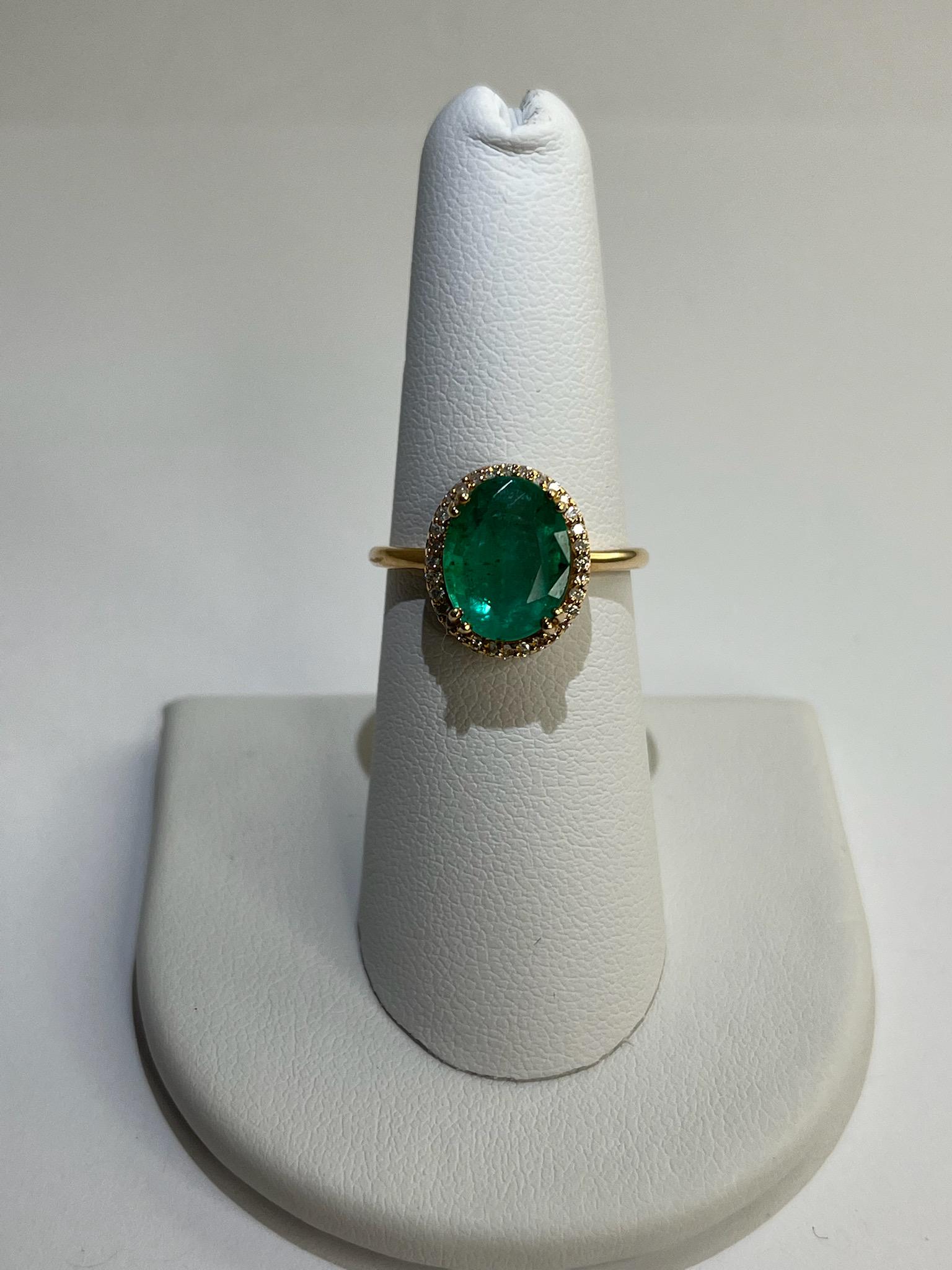 STUNNING ESTATE DIAMOND & EMERALD RING 14K YELLOW GOLD. (1 of 6)