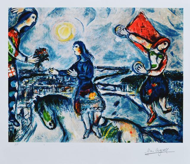CHAGALL **LOVERS OVER PARIS**LITHOGRAPH (1 of 3)