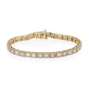 Estate 4.50ct Diamond 14k Yellow Gold Cube Link Tennis Bracelet (1 of 3)