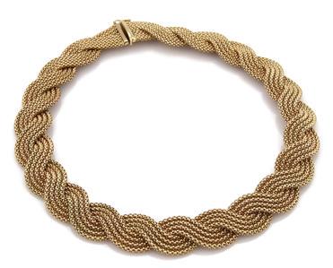 Vintage 14k Yellow Gold 21mm Wide Woven Mesh Collar Necklace 90 GRAMS (1 of 3)