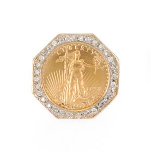 Men's Diamond Bezel 22k Liberty Gold Coin 14k Gold Ring (1 of 4)