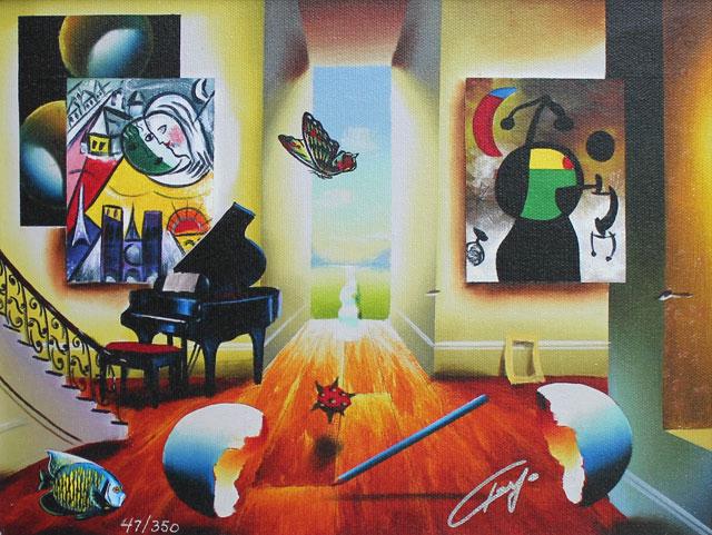 FERJO ** CHAGALLâ€™S RECITAL** SIGNED CANVAS: Artist: Ferjo (b. 1946) Title: Chagallâ€™s Recital Medium: Fine Art Giclee on Canvas Signature: Hand-signed by the Artist Limited Edition: 350 Image Size: Approximately 9 inches x 12 inches Frame