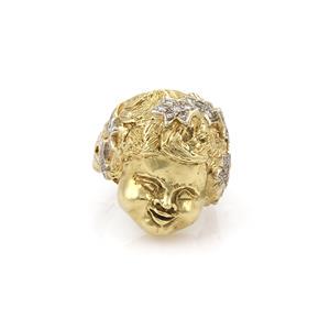 Vintage Diamond 14k Two Tone Gold 3d Cherub Head Ring Size 9 (1 of 5)