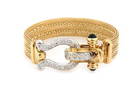 Elegant 1ct Diamond Onyx 14k Gold Horse Shoe Hook Clasp Mesh Bracelet