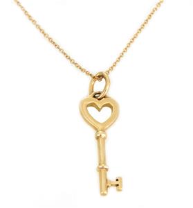 Tiffany & Co. 18k Yellow Gold Heart Key Pendant & Chain (1 of 7)