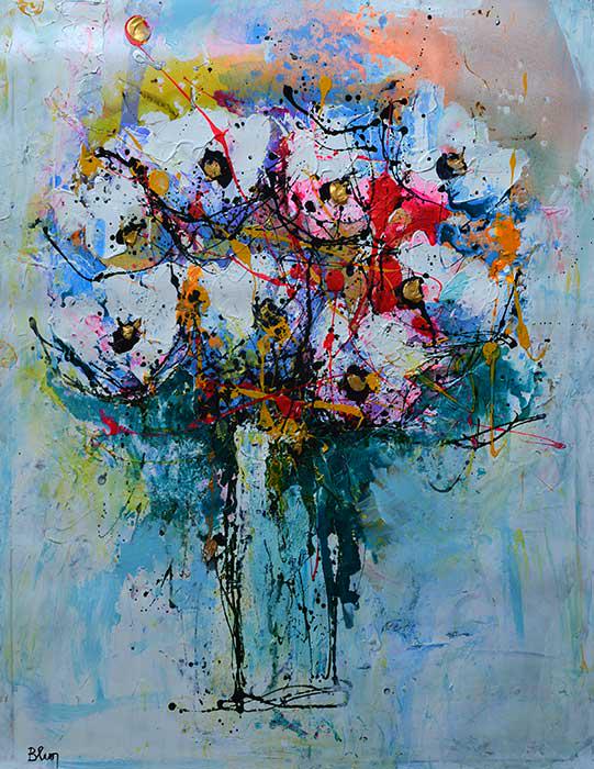 BLUM ** ABSTRACTED ROSES ** SIGNED ORIGINAL (1 of 2)