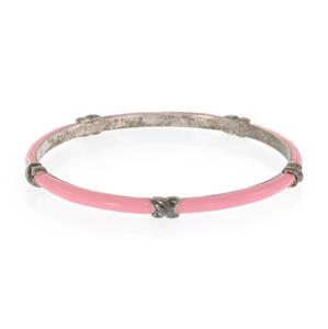 Tiffany & Co. Vintage Sterling Silver Pink Enamel X Bangle (1 of 4)