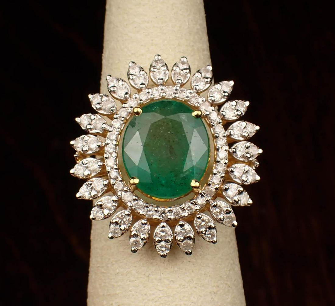 EMERALD, DIAMOND AND FOURTEEN KARAT GOLD RING (1 of 4)