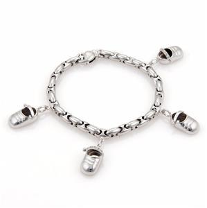 Chimento 18k White Gold Chain Bracelet Diamond 14k White Gold 4 Shoe Charms: This is an authentic charm bracelet from Chimento, it is crafted from solid 18k white gold in a high polished finish and features fancy paddy chain links, there are 4 charms dangling from the bracelet