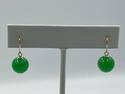 Stunning drop Jade Earrings in 14k Yellow Gold.