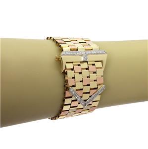 Retro Diamond 14k Rose & Yellow Gold 28.5mm Wide Flex Belt & Buckle Bracelet (1 of 4)