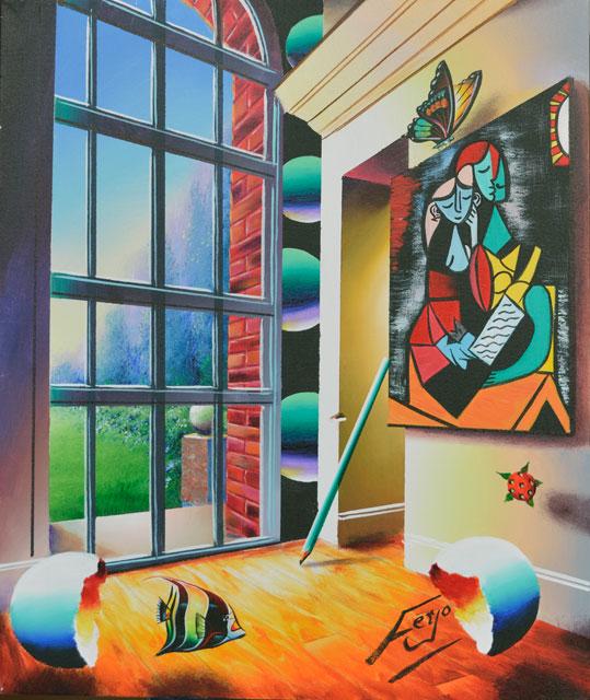 FERJO ** LUMINOUS DAYDREAM ** ORIGINAL ACRYLIC: Artist: Ferjo (b. 1946) Title: Luminous Daydream Medium: Original Acrylic on Canvas Signature: This one-of-a-kind work is hand-signed by the artist at the bottom of the image Image Size: Approxim