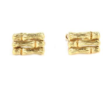 Tiffany & Co. Vintage 18k Yellow Gold Bamboo Stud Cufflinks (1 of 4)