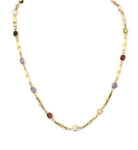 Beautiful 15ct Multicolor Gems 14k Yellow Gold Fancy 24"L Necklace (1 of 4)