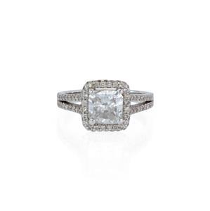 Radiant 2.45ct Diamond 14k White Gold Solitaire w/Accent Ring Size 7 (1 of 4)