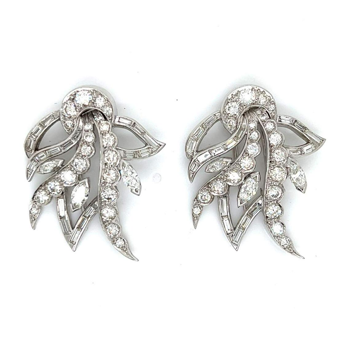 Art Deco Platinum 7.45 Ct, Diamond Clips (1 of 3)