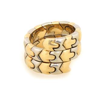 Bvlgari Parentesi 18k Yellow Gold & Steel Flex Wrap Band Ring Size 5 (1 of 5)