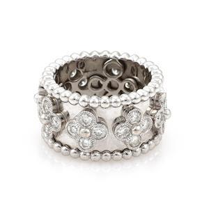Lovely 18k White gold 1.8ct Diamond 13mm Wide Floral Beaded Band Ring Size 7 (1 of 5)