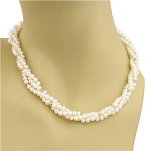 Caviar 18k Yellow Gold & Silver Triple Strand Pearls Necklace (1 of 5)